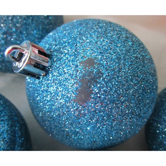 Shatterproof Sky Blue Glitter Ornaments Smooth Ribbed Eight GUC - Picture 2 of 11